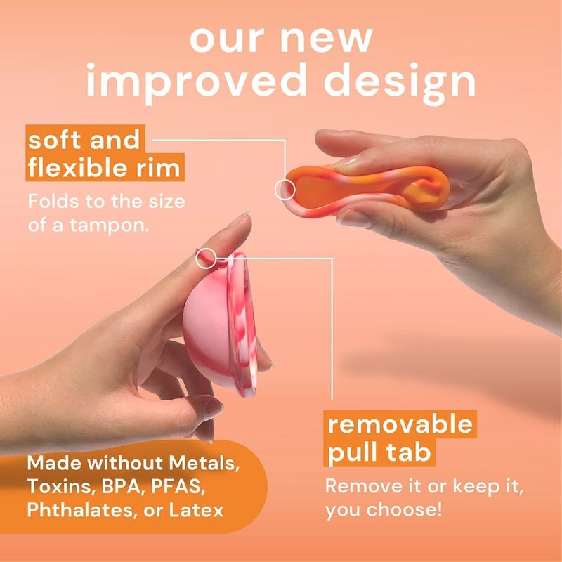 Bodyotics Reusable Menstrual Disc & Personal Lube Bundle - 2 Silicone Period Discs (Small & Large, Red/Orange), Wear Up to 12 Hours, Silicone-Friendly Water-Based Lube for Women & Couples - Image 3